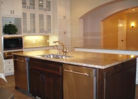 This kitchen featured 2 dishwashers for quick clean up for a large family and entertaining.